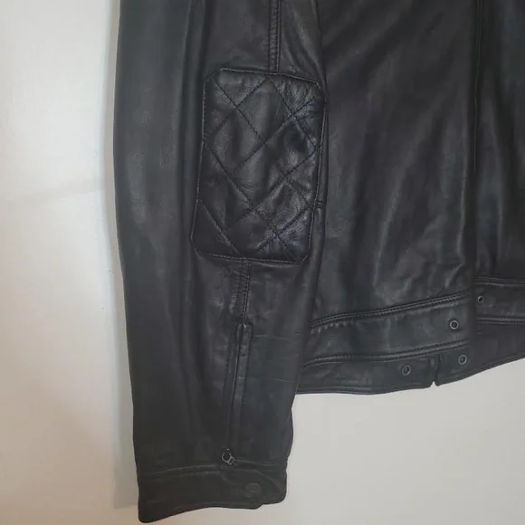 Mens Premium Black Cafe Racer Lambskin Leather Jacket - Picture 14 of 16